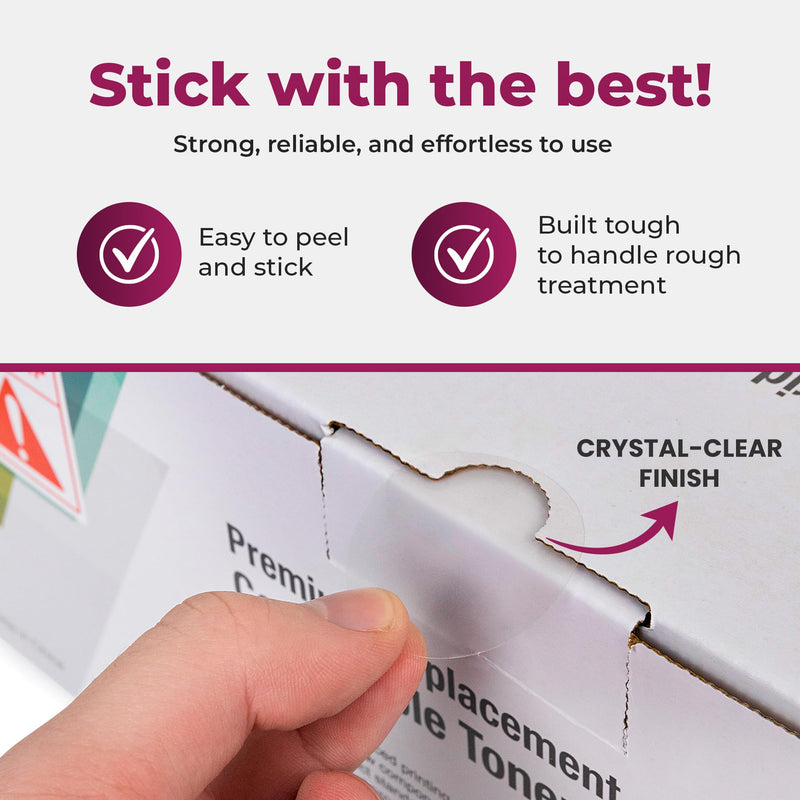 NextDayLabels Clear Circle Stickers - 1,000 Count 1.5" Round Sealing Labels on Roll - Clear Wafer Stickers for Packaging, Mailing, Retail, Crafts, and Envelopes - Made in USA