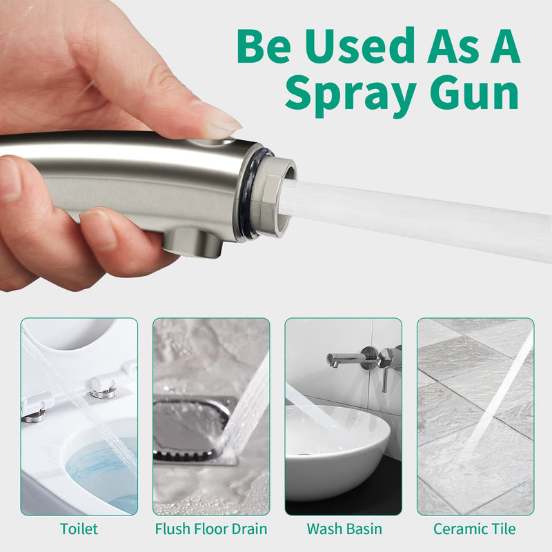 High Pressure Shower Head with Handheld, On Off Shower for RV, Water Saving Shower Head with Stop Button and 3 Modes, Detachable RV Shower Head with Hose and Bracket (Brushed Nickel) Brushed Nickel