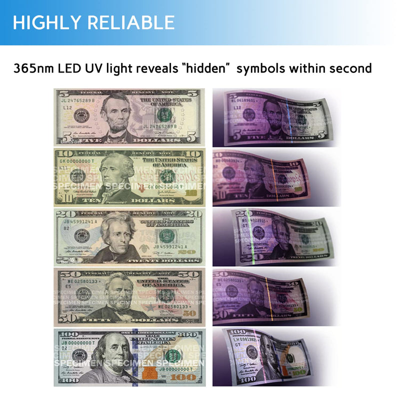 [Australia - AusPower] - TIHOO Counterfeit Bill Detector with LED UV Light, Money Marker Counterfeits Money Detector, Fake Money Detector Machine for Bill, Blue 