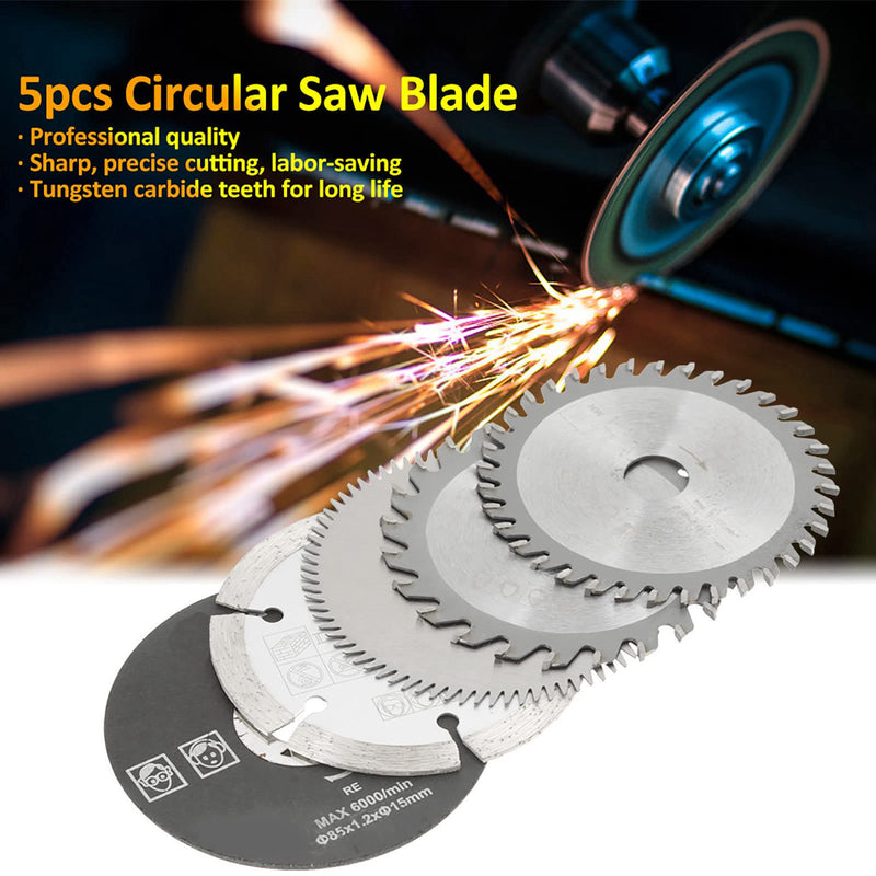 Goshyda High Quality Carbide Circular Saw Blade Fast Cutting 5 Pieces 85mm Inner Diameter 15mm for Electric Saw Machines [Versatile Tool]