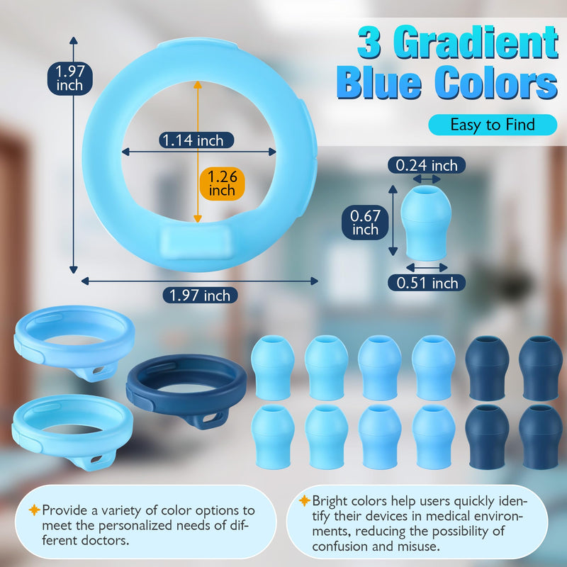 [Australia - AusPower] - Echo Stethoscope Accessories Compatible with EKO Core 500 Digital Stethoscope, 3 Pcs Silicone Protective Chestpiece Cover and 12 Pcs Ear Tips Replacement, Dustproof Protection Design 