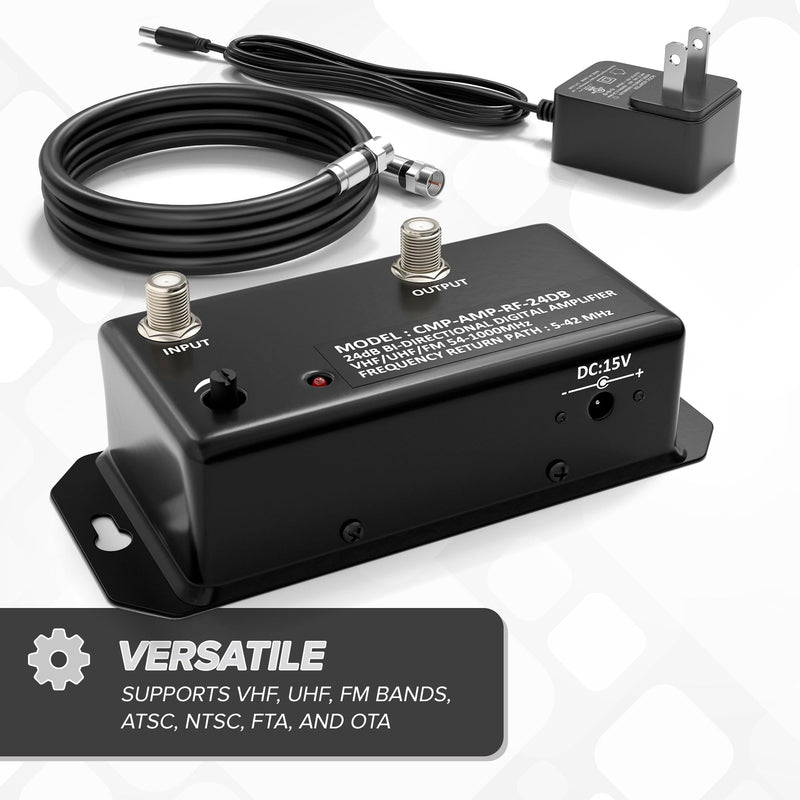 [Australia - AusPower] - THE CIMPLE CO 24db Distribution Amplifier | Digital TV Antenna Booster Signal Amplifier, Adjustable Boost/Gain, NTSC, ATSC, FM, UHF, VHF - 1000 MHz - Includes RG6 Coaxial Cable 