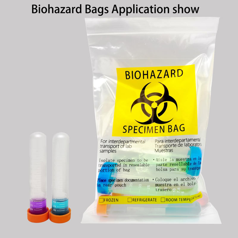 [Australia - AusPower] - Biohazard Bags 6x9in/15x25cm,Specimen Bags with Biohazard Logo Printing, Lab Sample Bag with Pocket Pouch (Yellow 50pcs) Yellow 50Pack 6x9in/15x25cm 