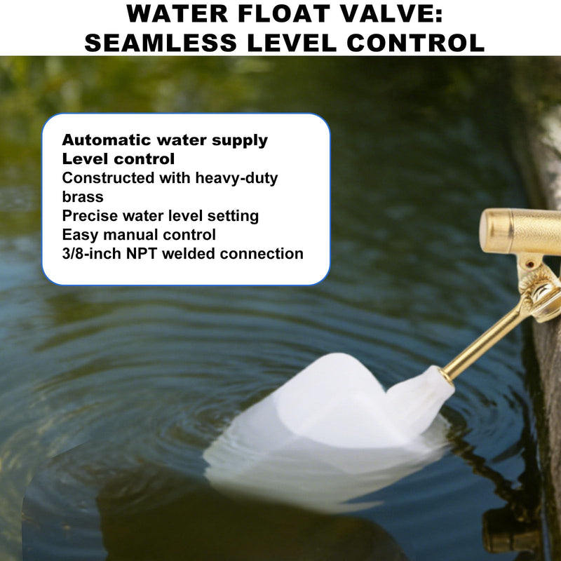 [Australia - AusPower] - 3/8" Water Float Valve, Automatic Water Level Control Valve with Adjustable Arm for Pools Fountains Tanks & Auto-Fill Systems 