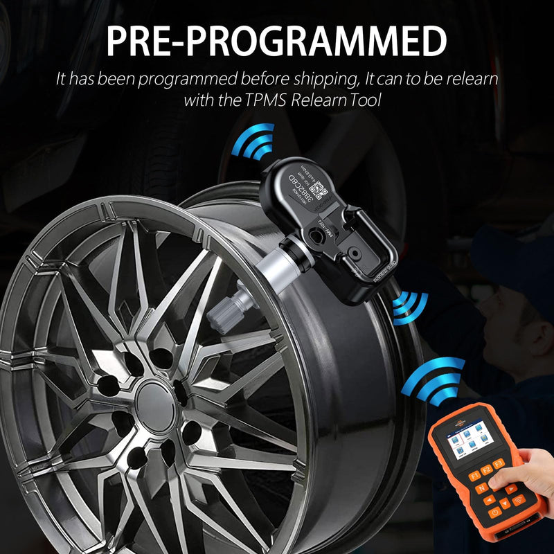 [Australia - AusPower] - 433MHz TPMS Sensor for Chrysler, Dodge Charger Grand Caravan, RAM 1500 2500 3500 4500 5500 2009, for Volkswagen, Pre-Programmed Tire Pressure System Sensors 56029359AB 68078768AA, 4 PCS 