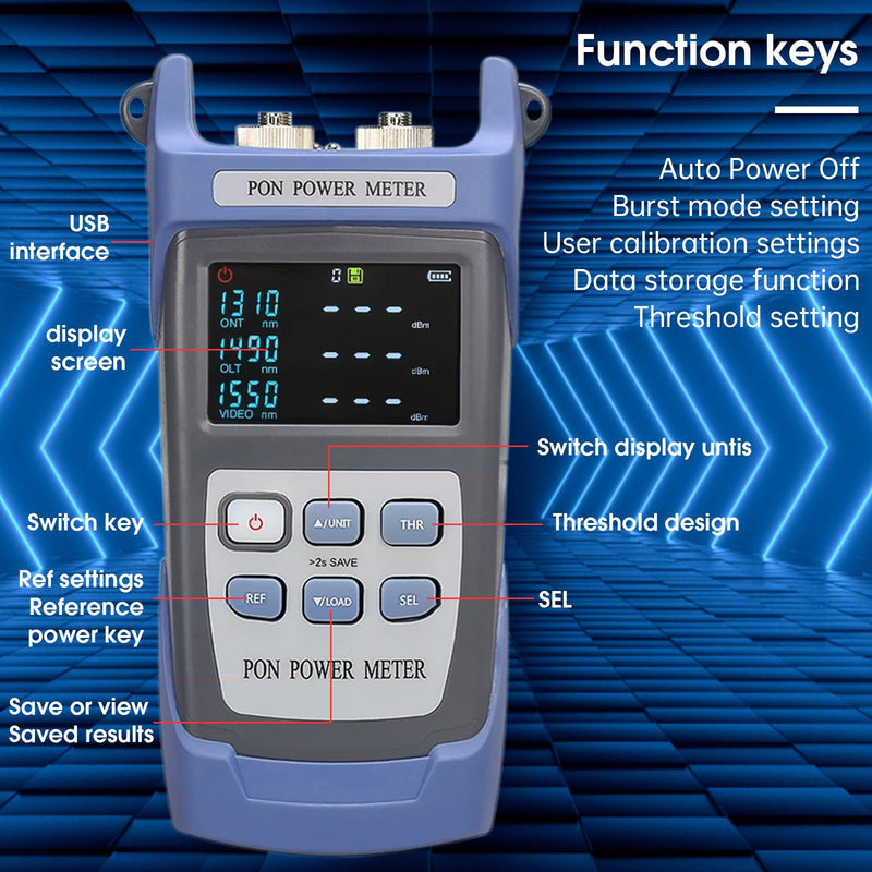 [Australia - AusPower] - PON Optical Power Meter with SC/FC APC Connector, Optical Fiber Test Equipment for PON Network 1 PON OPM-APC 