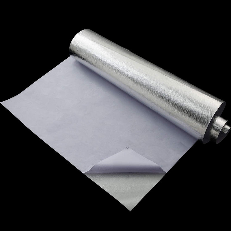 BBTO Heat Reflective Sheet Adhesive Backed Aluminized Fiberglass Heat Shield Tape Protection Barrier Heat Shield Resistant Material for Hose and Auto Use Heat Insulation Sheet(Silver, 12 x 60 Inch) Silver