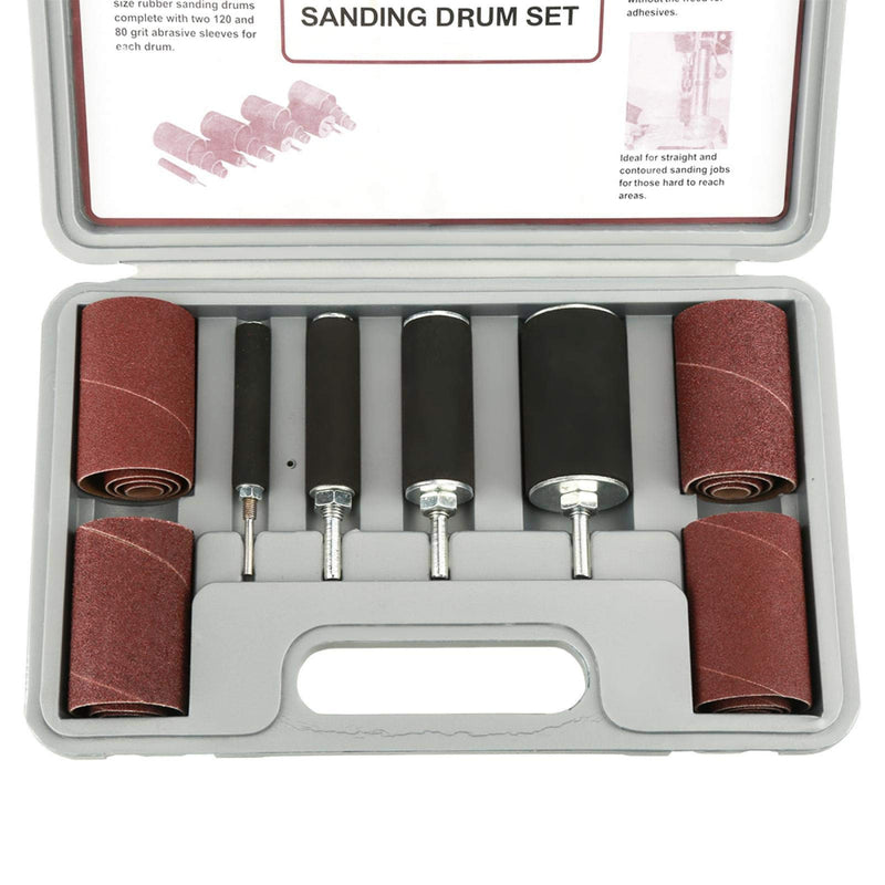 Pack of 20 Sanding Sleeves for Drill, Spindle Sander, Grinding Cylinder, Drum Sander Kit, Spindle Grinding Machines, Tool Set with Case | Drill chuck with case for column drill, 20 pieces