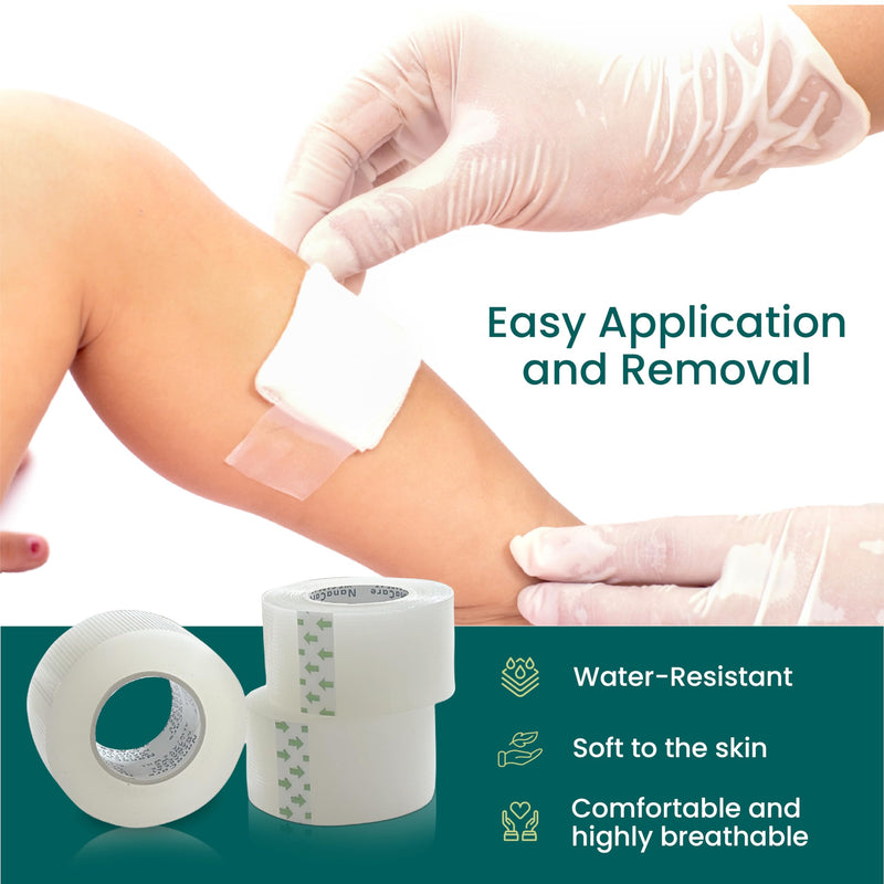 [Australia - AusPower] - Hypoallergenic Transparent Surgical Tape 1 inch x 10yd |4 Rolls Waterproof,Clear| Medical Tape for Skin, Dressings and Face| First Aid Bandage Tape for Sensitive Skin 