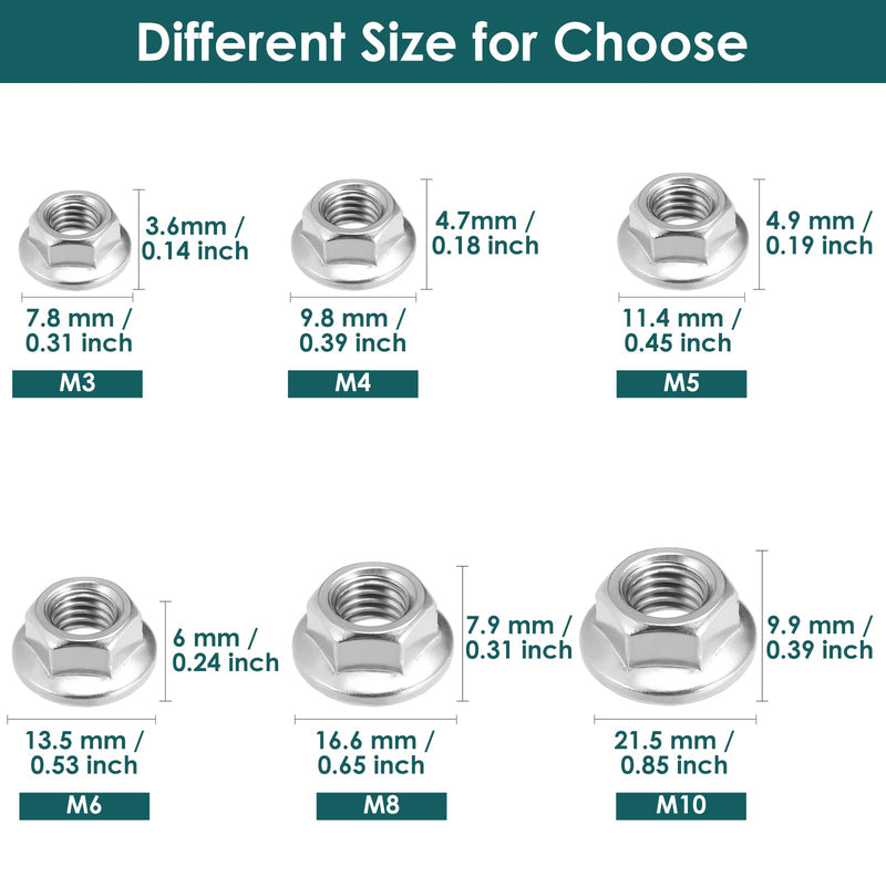 [Australia - AusPower] - 25Pcs M10-1.5mm Serrated Flange Hex Lock Nuts 304 Stainless Steel 18-8 Hexagon Flange nuts, Full Thread, Hex Drive, Bright Finish 
