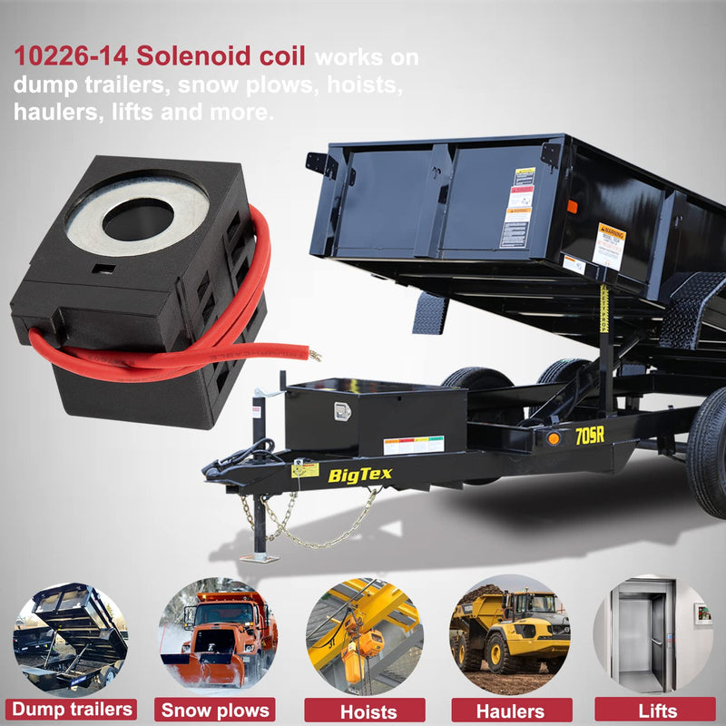[Australia - AusPower] - Solenoid Coil 10226-14 12V DC for Deltrol, Hydraulic Power Unit Lift Dump, 16W, (1/2)，Fits Valve Stem Series 08, 80, 88, and 98 with Single Wire Lead 