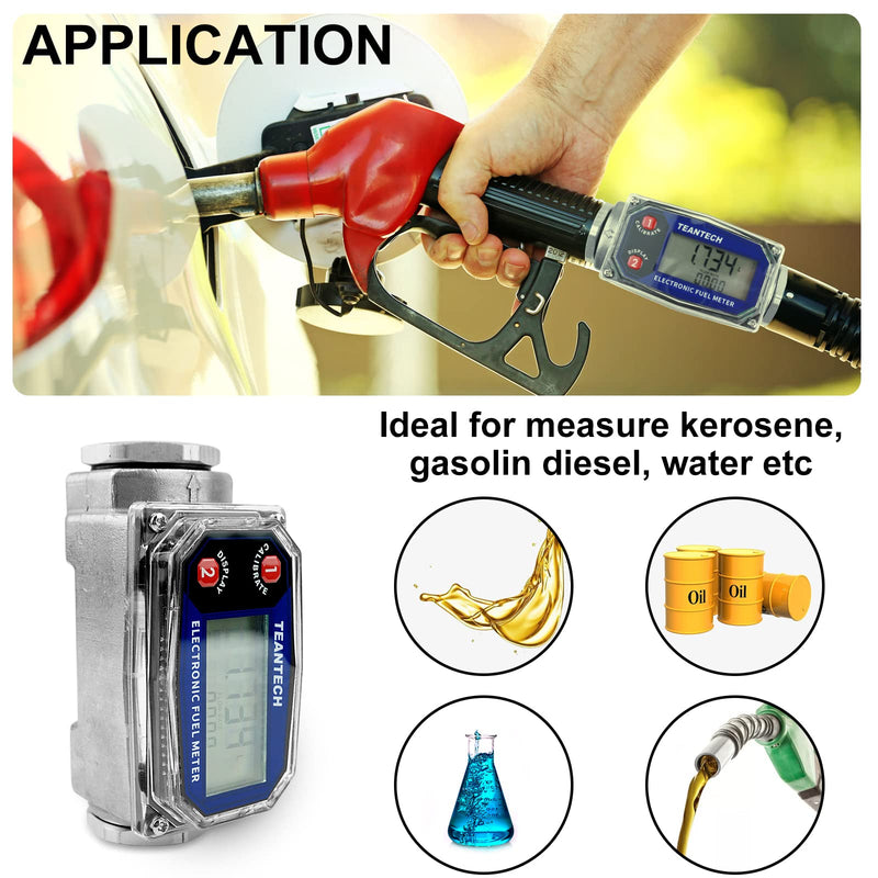[Australia - AusPower] - Turbine Flow Meter 3/4" inch Digital LCD Display with NPT Counter Oil Flowmeter Kerosene Diesel Fuel Flow for Measure Diesel Kerosene Gasoline 3/4 inch Blue black 