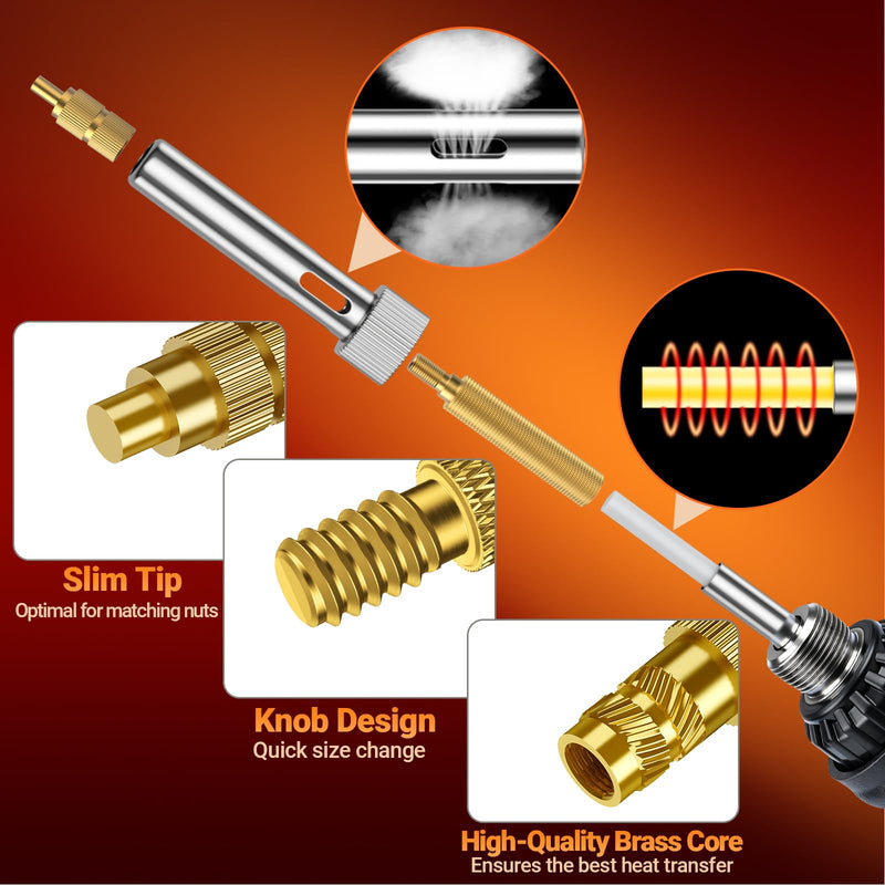 Preciva Threaded Inserts Soldering Tips Set with Screws Nuts Assortment Set M2 M3 M4 M5 M6