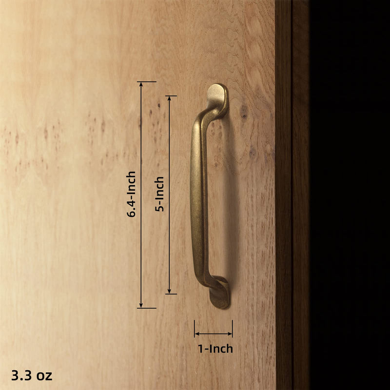 Goo-Ki 6 Pack Antique Brass 5-Inch(128mm) Center to Center Arch Cabinet Pulls Drawer Handles Zinc Alloy Mid-Century Modern Hardware for Kitchen and Bathroom Cupboard 5" Center to Center