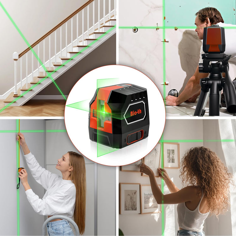 [Australia - AusPower] - Laser Level Self Leveling Green Cross Line,Lazer Level for Picture Hanging,100ft,Rotatable 360 Degree,4 Brightness Adjustment, IP54 Waterproof, DIY, Construction, Magnetic Base, Battery, Carrying Bag 2G Entry-Level 
