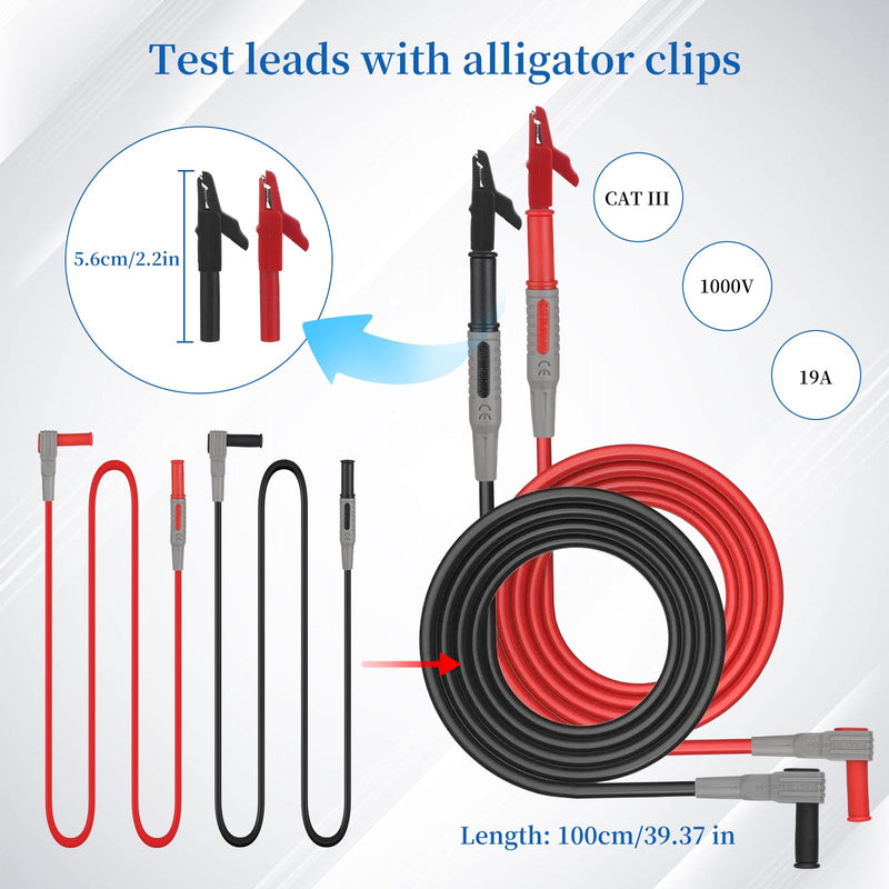 [Australia - AusPower] - 27-Piece，Multimeter Leads，Multimeter Test Leads Probes kit，Test Tweezers with，Alligator Clips with Wires，Volt Meter Leads Test Probes，Test Lead Kit 