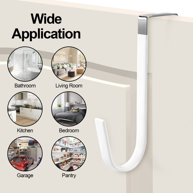 [Australia - AusPower] - 6 Pack Over The Door Hooks, Sturdy Metal Single Over Door Hooks, White Door Hanger Hook Door Hooks for Hanging, Towels, Clothes, Bathroom, Hold Up to 7Lbs 