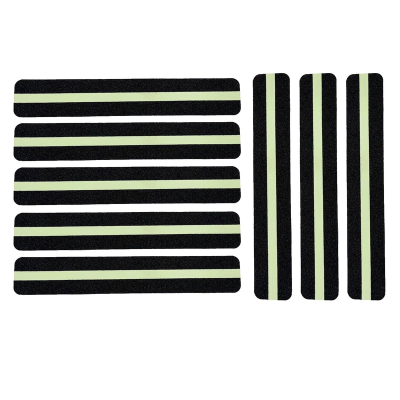 12-Pack Anti Slip Traction Tape with Glow in The Dark, 1.57inch x 13inch, Non-Slip Grip Adhesive Tape to Indoor or Outdoor Stair,Tubs, Boats, Safety Grip Tape Non Skid for Stair Steps #03Black with Glow 1.57 inch x 13 inch 12pcs