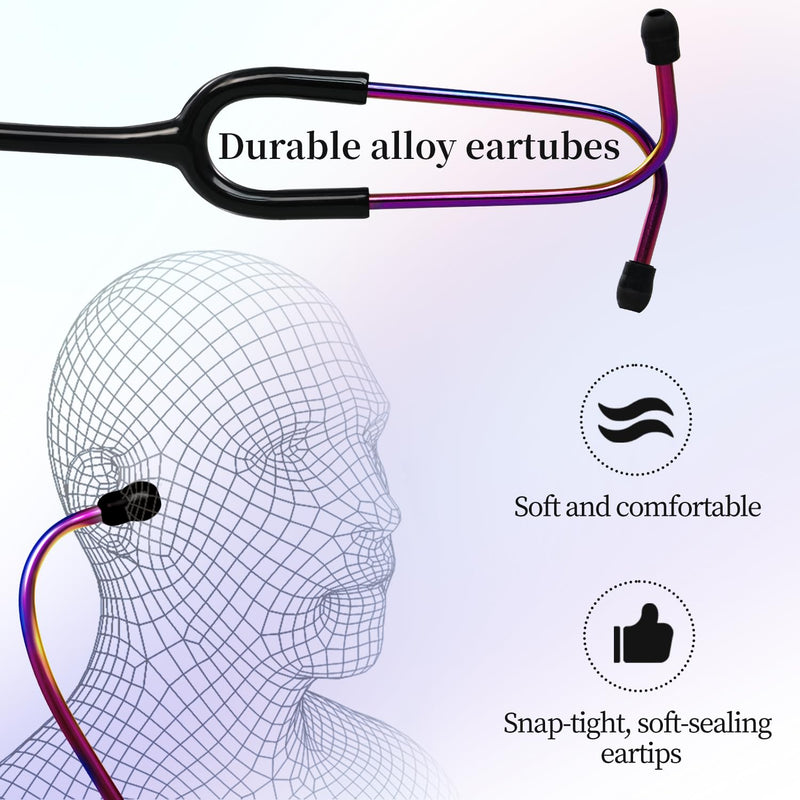 [Australia - AusPower] - MaiWieel-Master Stethoscope Single Head Stethoscope,Tunable Diaphragm,Estetoscopio for Nurses, Doctors, Paramedics, Students,Home Medical,Rainbow Chestpiece (Rainbow) Rainbow 