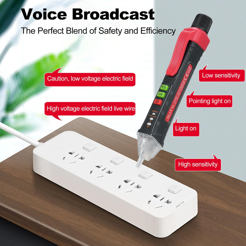 [Australia - AusPower] - Respicefinem NJTY Voice Broadcast Voltage Tester Non Voltage Tester 12V 1000V 48V 1000V Dual Range Electrical Tester Efficient Live Hot Wire Tester Wire Breakpoint Finder Voltage 