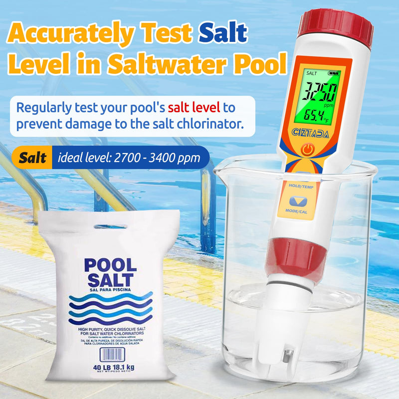 [Australia - AusPower] - Pool Water Tester 5 in 1 Digital Salt and pH Tester for Saltwater Pool Hot Tub Spas Multi-functional Salt pH TDS EC Meter for Swimming Pool Aquarium Hydroponics 5 in 1 Tester 