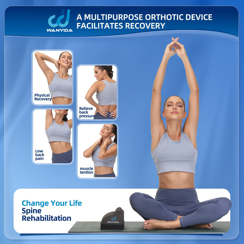 [Australia - AusPower] - WANYIDA Lumbar Orthotic Traction Roll Device, Lower Back Stretcher for Pain relief, Back Traction for Lumbar Decompression, 3 Height Adjustable Lumbar Stretcher, Chiropractic 