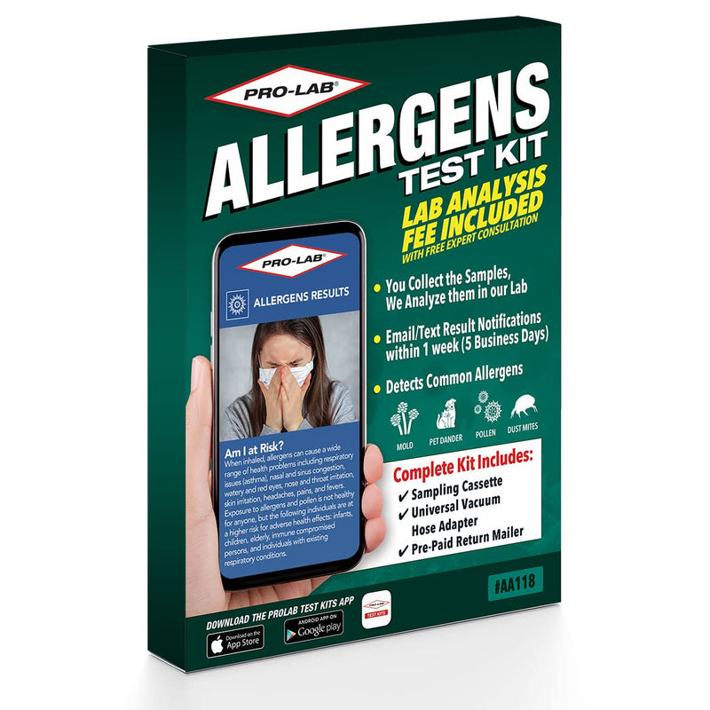 PRO-LAB DIY Allergen Test Kit - Test for Mold, Pet Dander, Pollen & Dust Mites. AIHA Accredited Lab Analysis! Lab Fees, Expert Consultation and Return Shipping Included