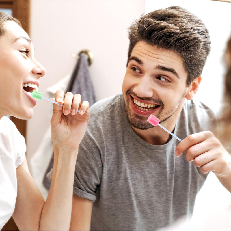 [Australia - AusPower] - TrelaCo 500 Pcs Toothettes Oral Swabs Bulk Disposable Mouth Swabs Multicolor Sponge Individually Wrapped for Elderly Adults Oral Cavity Mouth Cleaning(Plum Blossom) Plum Blossom 