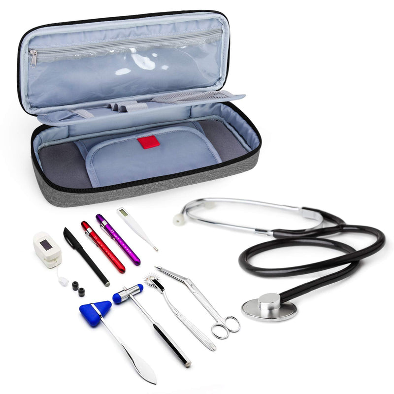Trunab Stethoscope Case Compatible with 3M Littmann/MDF/ADC, Grey | Stethoscope case pencil case with inner pocket empty and suitable for other accessories gray