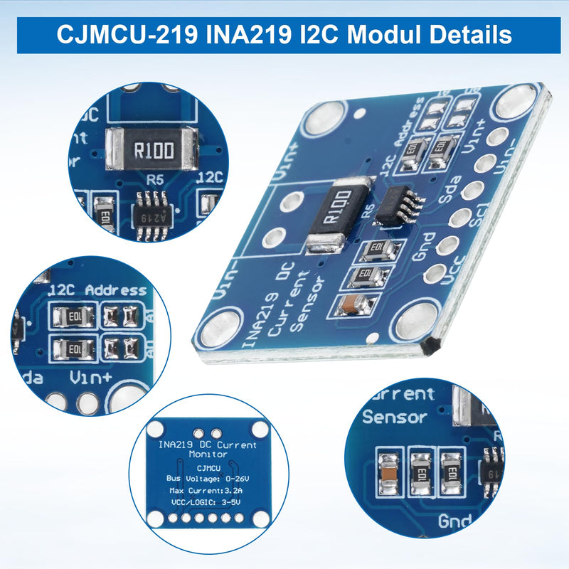 6pcs CJMCU-219 INA219 I2C Module, Bidirectional DC Current/Power Monitoring Sensor Module for Arduino and Raspberry Pi