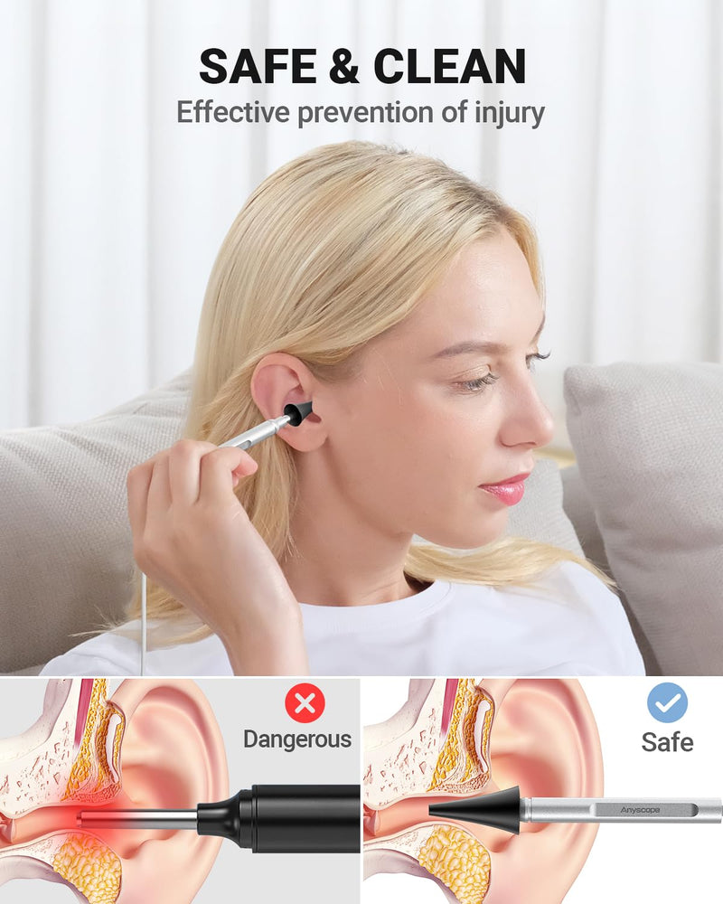 [Australia - AusPower] - Digital Otoscope Compatible with iPhone and Android Devices, HD Ear Camera with Ear Wax Removal Tools, Video Ear Scope Otoscope with Light, Capture Photos and Videos (Silver) Silver 