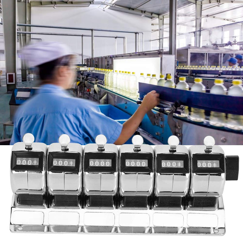 0 to 9999 Manual Tally Counter Metal Mechanical Counter 4Digit Conjoined 6 Units Pitch Click Counter