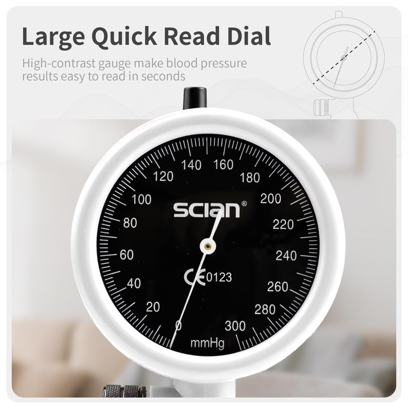 [Australia - AusPower] - SCIAN Palm Style Aneroid Sphygmomanometer with European Cuff 8.7-16.5", Manual Blood Pressure Cuff with Carrying Bag for for Nurse Doctor Senior Adult, White 