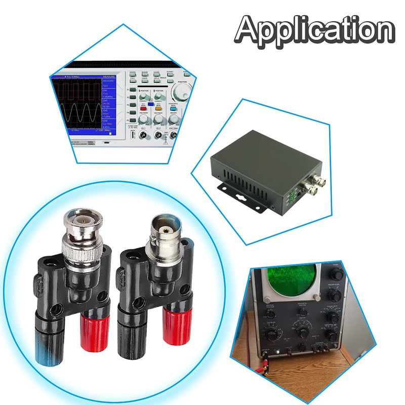 BNC Male to 4 mm Banana Socket Oscilloscope Adapter, 2 Pieces Oscilloscope BNC Male to Dual 4 mm Banana Female, 2 Pieces BNC Female to Dual 4 mm Banana Socket