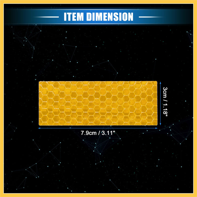 20 Pcs Reflective Stickers, 3.11"x1.18" Rectangle Shape Safety Tape Reflector Universal for Cars Trucks Trailers Waterproof PET Yellow Auto Replacement Parts