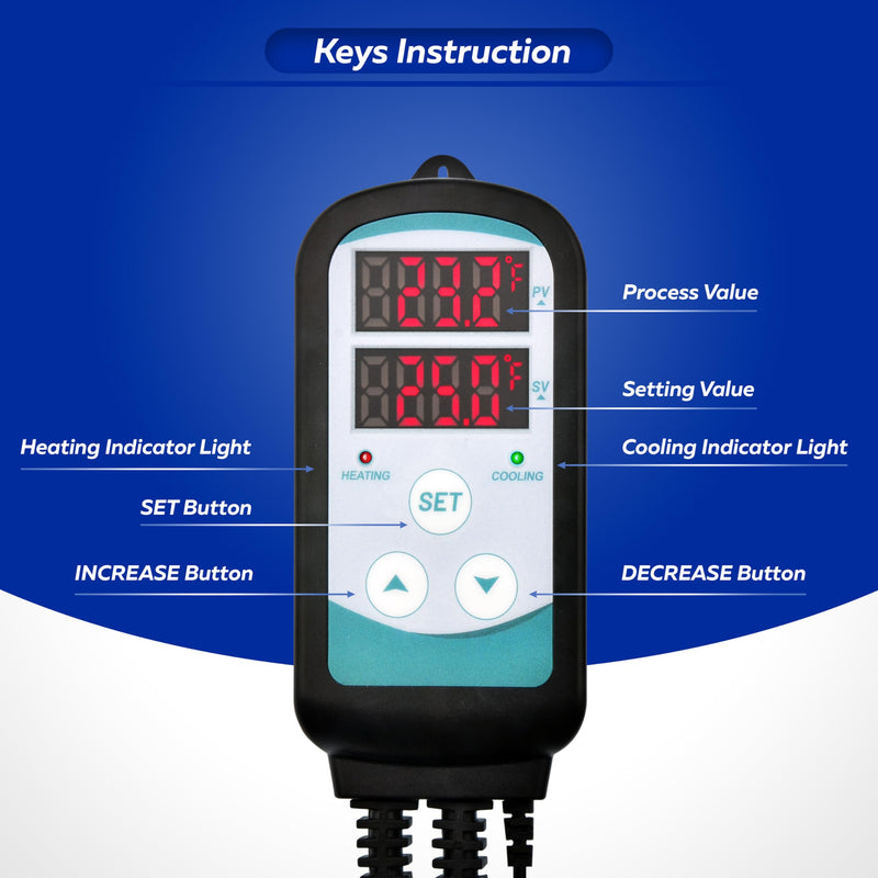 [Australia - AusPower] - Digital Temperature Controller,Dual Digital Temperature Controlled Outlet,Thermostat Plug,greenhouse heater with thermostat,110-240V 1500W ,Thermostat with Dual LED Display 