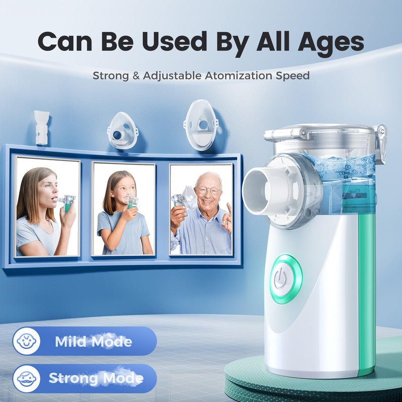 [Australia - AusPower] - Portable Nebulizer, Nebulizer Machine for Adults and Kids,for Breathing Problems,USB Rechargeable,with 3 Nebulizer Masks and Adjustable Nebulization Rate 