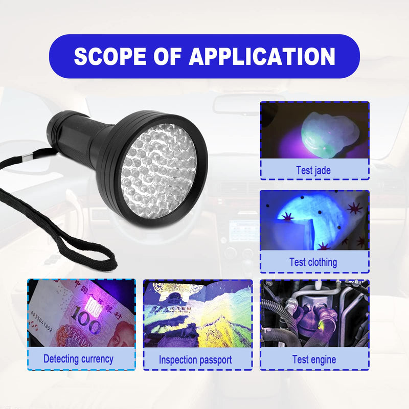 AC UV Oil Dye Leak Detection Kit Includes Pro 68 LED Flashlight with UV Protective Glasses, Auto Air Conditioner Leak Detector Tool Flashlight Car Oil AC Dye Leak Test Pro Detection Kit