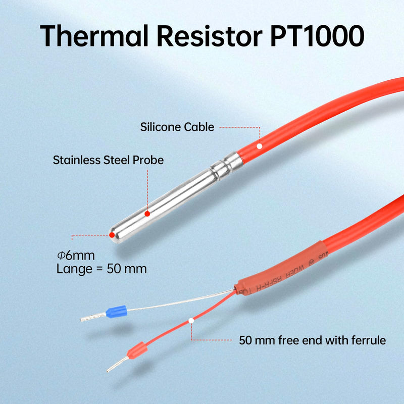 [Australia - AusPower] - Aideepen PT1000 Temperature Sensor, 2 Pieces 3 Metres Silicone Cable Digital Waterproof Temperature Sensor with Stainless Steel Probe, Temperature Measuring Range -50°C ~ 180°C 2 pieces 3 m 