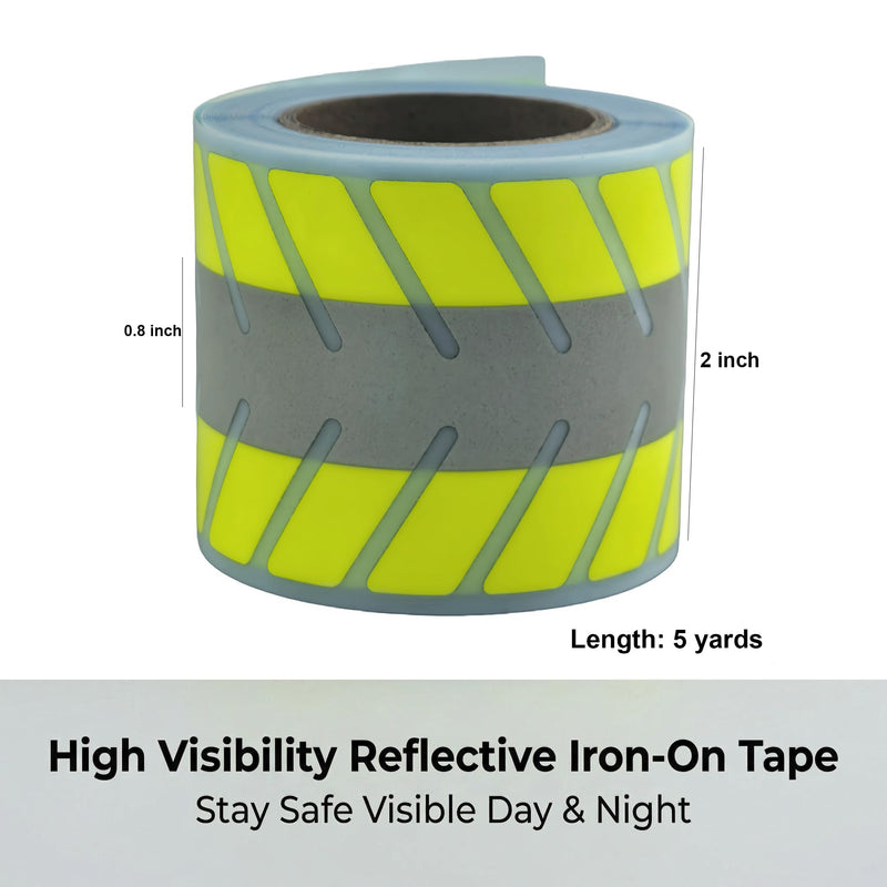 Reflective Iron-On Tape Heat Transfer Vinyl for Clothing CS-04# 2in x 5yd (Fluorescent Yellow) Fluorescent Yellow