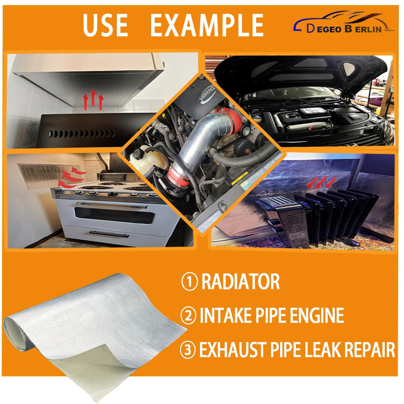 [Australia - AusPower] - Adhesive Backed Aluminized exhaust heat shield tape for wall behind grill 2000 Degrees High Temp Protection Material Thermal Barrier Blanket Mat (12'' X 12'') 12'' X 12'' 