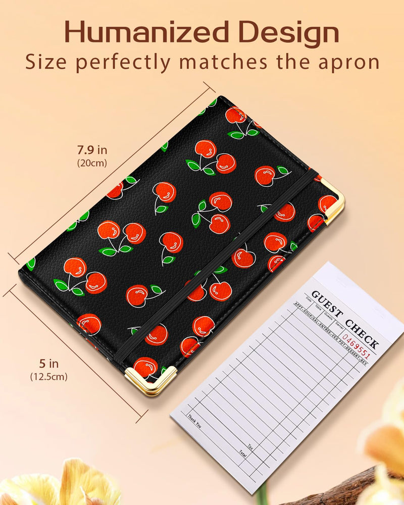 [Australia - AusPower] - Server Book for Waitress Cute Serving Books with Zipper Pocket Accessories Leather Server Check Book Restaurant Waiter Server Booklet Organizer Ticket Book Holder Cherry 