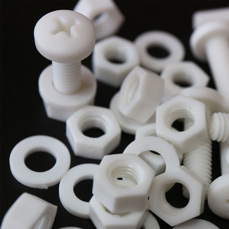 [Australia - AusPower] - 20 x White Pan Head Screws Polypropylene (PP) Plastic Nuts and Bolts, Washers, M6 x 20mm, 15/64 x 25/32 