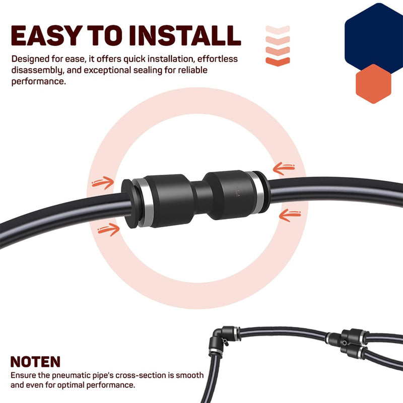 [Australia - AusPower] - 3/8 Air Line Fittings Straight Push To Connect Air Hose Fittings Quick Connect Pneumatic Fittings 10 Pack 3/8" Straight Union 