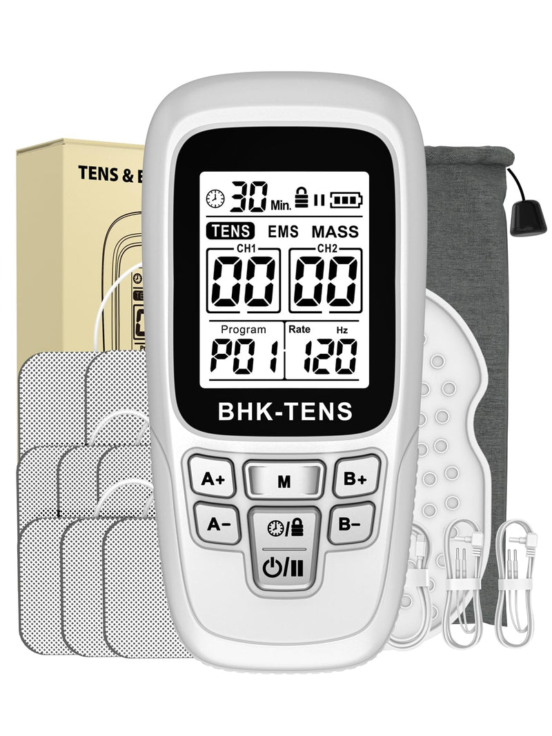 24 Modes TENS EMS Unit for Pain Relief, Muscle Stimulator Machine with 8 Reusable Electrode Pads - FDA Cleared 3-in-1 Device, 40 Intensity Levels, 90 Min Timer, Back/Neck/Knee Therapy, Pulse 2-150Hz 280 White