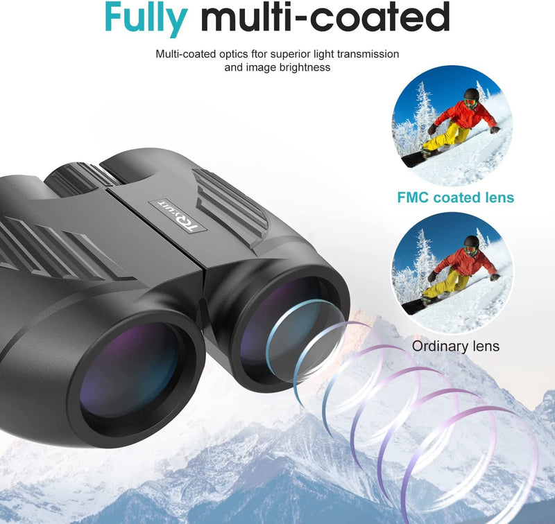 [Australia - AusPower] - Binoculars 20x25 for Adults and Kids, High Power Easy Focus Binoculars with Low Light Vision, Compact Binoculars for Bird Watching and Travel Black 