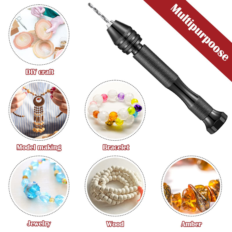 [Australia - AusPower] - 95 Pieces Hand Drill Bits Set, Black Pin Vise Hand Drill, 74 Pieces Micro Twist Drill Bits and 20 Pieces PCB Mini Drill Bits for Resin Polymer Clay Craft DIY Jewelry (0.1-1mm, Random Color Bits) 