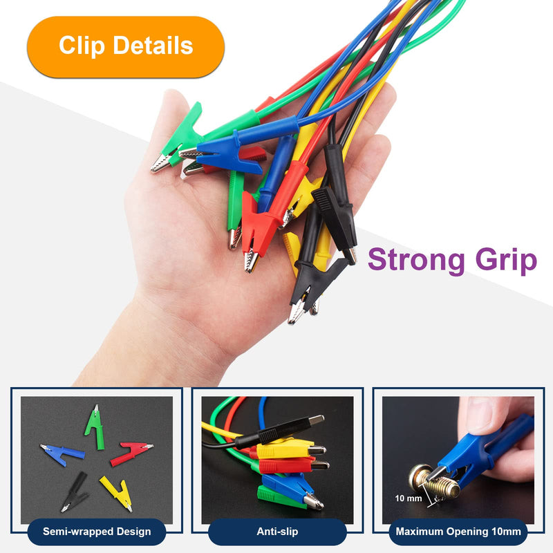 [Australia - AusPower] - 5 Pcs Heavy Duty Alligator Clips Electrical, Dual Ended Alligator Clip Leads with Insulated PVC Shell, 3.3ft/1m Flexible 15A Copper Test Leads with Alligator Clips for Electrical Testing 