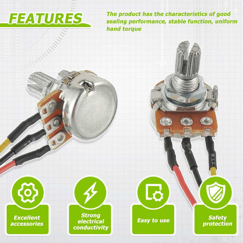 [Australia - AusPower] - 10K Ohm Linear Taper Rotary Potentiometer WH148 with XH2.54-3 Pin Connector Wire Cable and Black Knob Cover Cap(Pack of 5 Pcs) 10K Ohm 