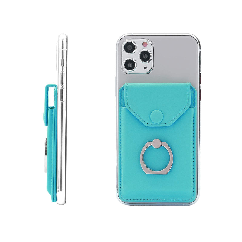 [Australia - AusPower] - Cell Phone RFID Ring Stand Stick on Wallet for Back of Phone for iPhone Android and All Smartphones Adhesive Credit Card Holder for Cell Phone-Green Green 